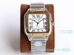 Swiss Grade Cartier Santos Replica White Dial Two Tone Watch